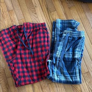 Cozy Men’s  Pajama Pants SET OF TWO SIZE MEDIUM - Red and Blue Plaid